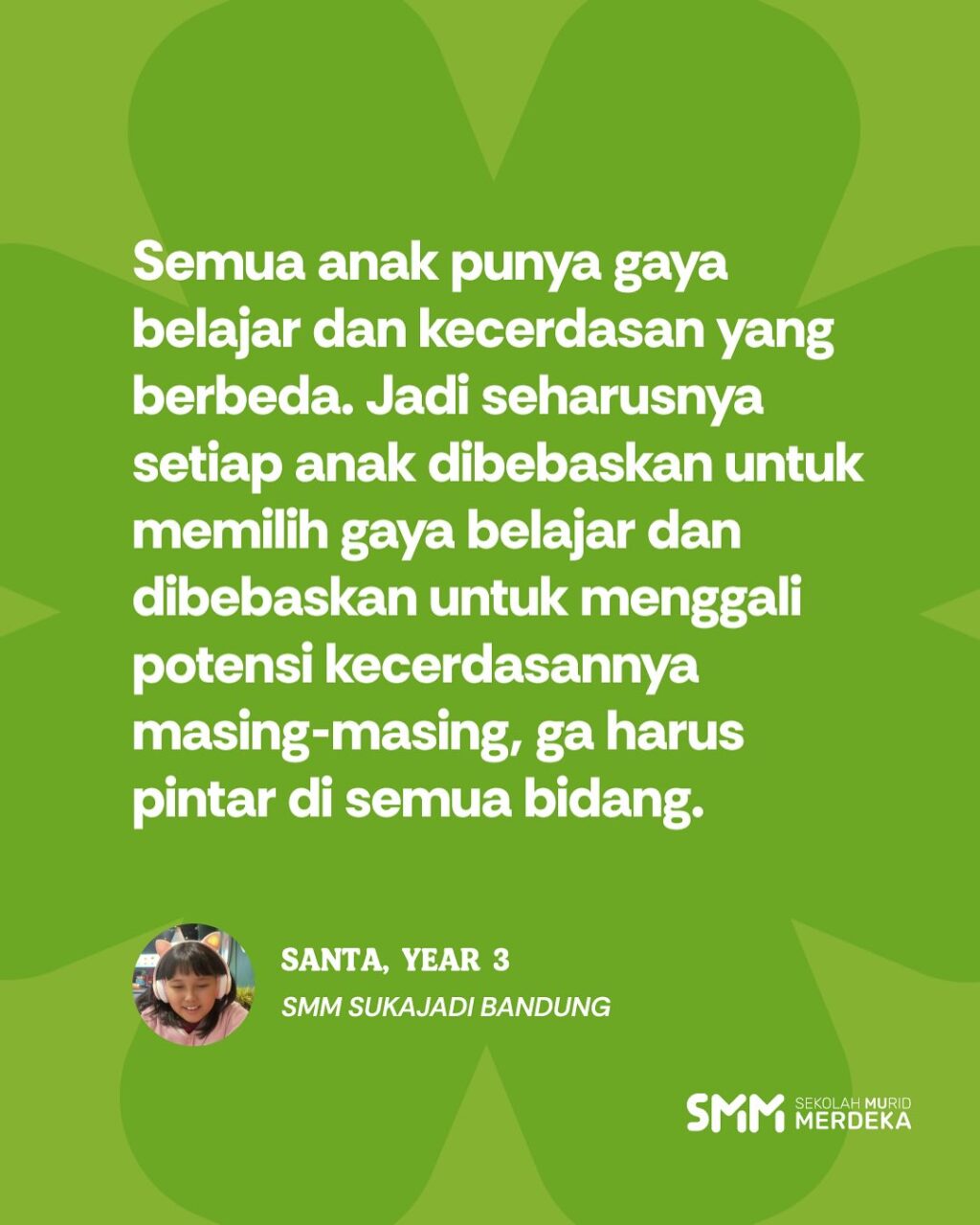 Instagram post from sekolahmuridmerdeka. This post is in position 1.